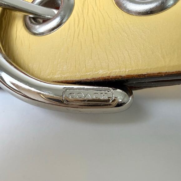 Coach Wide Leather Belt Light Yellow with Silver Grommets M 3980